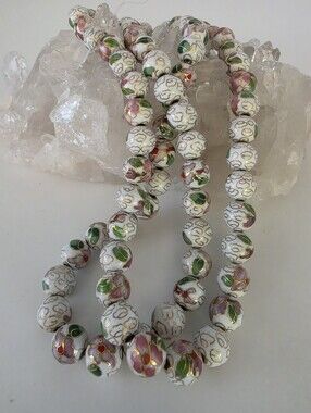 White 10mm Chinese Cloisonne Beads